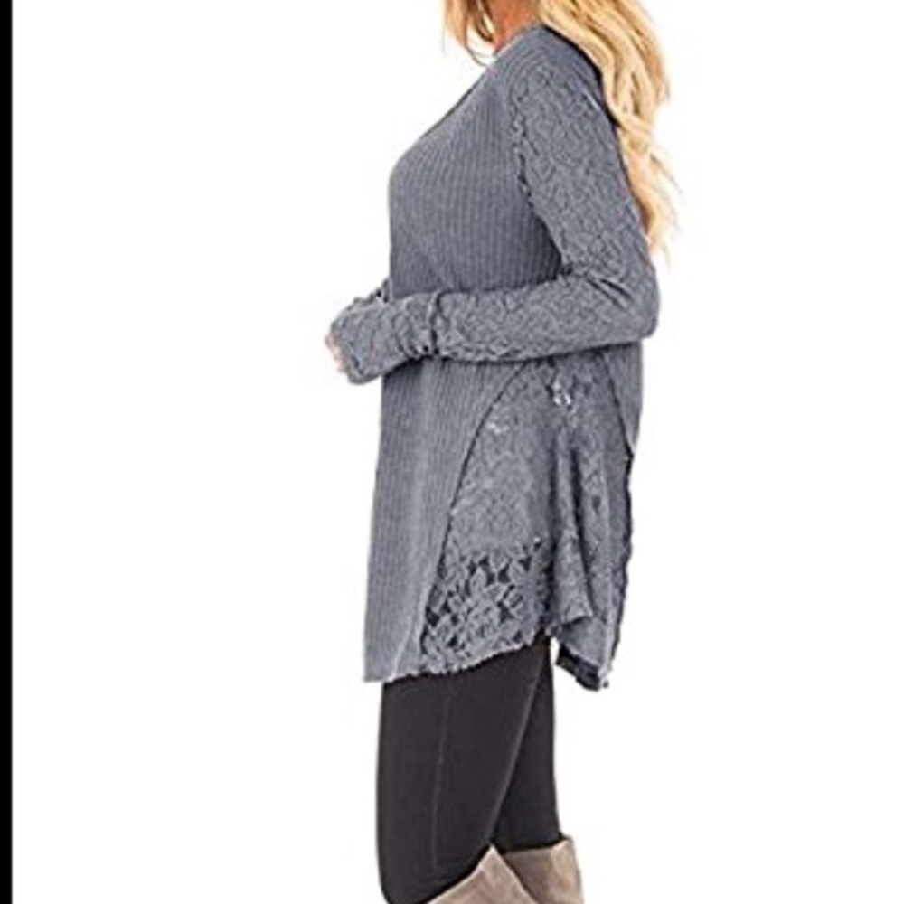 Super cute woman top lace Stitching knitted - Picture 3 of 6